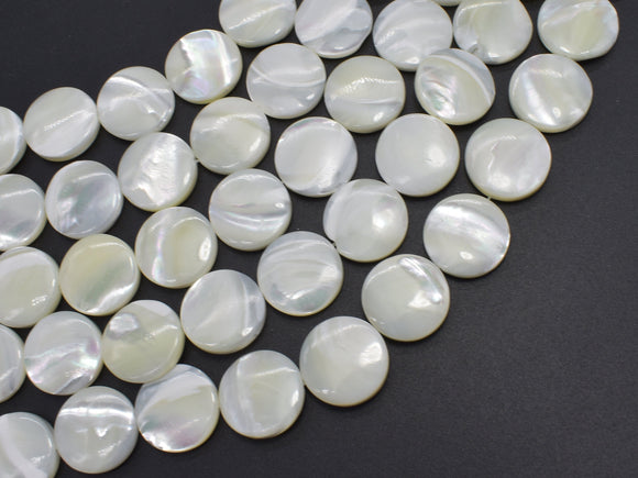 Mother of Pearl, MOP, White, 15mm Coin-BeadXpert