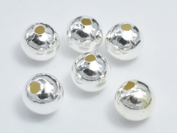 4pcs 925 Sterling Silver Beads, 8mm Round Beads, Big Hole 2mm-BeadXpert