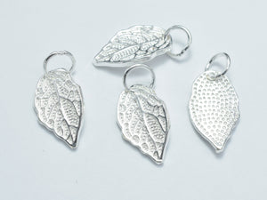2pcs 925 Sterling Silver Charm, Leaf Charm, 9x15mm-Metal Findings & Charms-BeadXpert