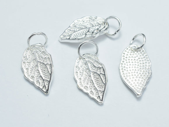 2pcs 925 Sterling Silver Charm, Leaf Charm, 9x15mm-Metal Findings & Charms-BeadXpert