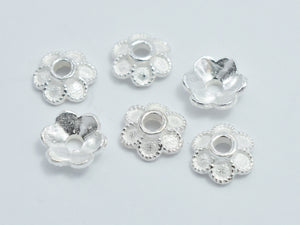 10pcs 925 Sterling Silver Bead Caps, 5.8x2mm Flower Bead Caps-Metal Findings & Charms-BeadXpert