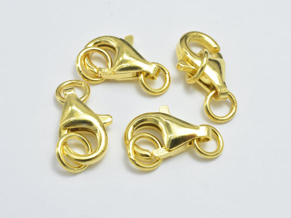 2pcs 24K Gold Vermeil Lobster Claw Clasp, 925 Sterling Silver Clasp, 11x6mm-Metal Findings & Charms-BeadXpert