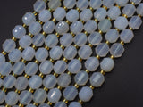 Blue Chalcedony Agate Beads, 8mm Faceted Prism Double Point Cut-Gems: Round & Faceted-BeadXpert