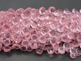 Glass Beads-Pink, 8x11mm Flat Teardrop beads, 11.5 Inch-Pearls & Glass-BeadXpert