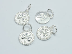 2pcs 925 Sterling Silver Charms, Flower Charms, 10mm Coin-BeadXpert