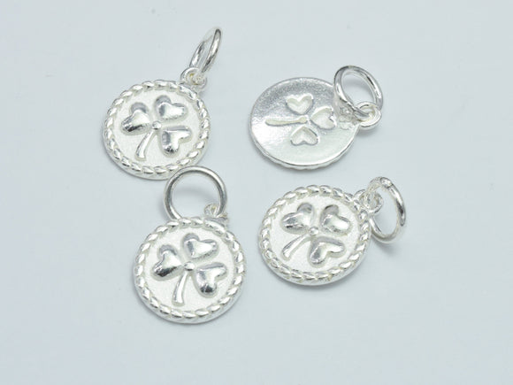 2pcs 925 Sterling Silver Charms, Flower Charms, 10mm Coin-BeadXpert