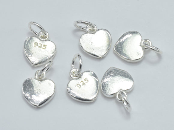 4pcs 925 Sterling Silver Charm, Heart Charm, 7x8mm-Metal Findings & Charms-BeadXpert