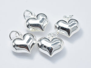 1pcs 925 Sterling Silver Charm, Heart Charm, 12x10mm-Metal Findings & Charms-BeadXpert
