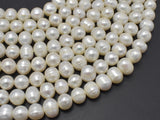Fresh Water Pearl Beads, White, 9-10mm Potato Beads-Pearls & Glass-BeadXpert