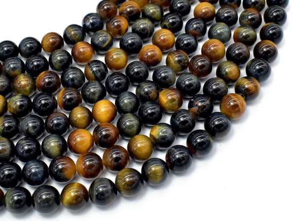 Blue / Yellow Tiger Eye, 8mm (8.3mm) Round Beads-Gems: Round & Faceted-BeadXpert