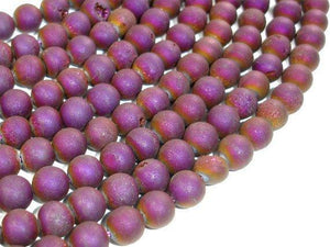 Druzy Agate Beads, Purple Geode Beads, 8mm (8.5 mm) Round Beads-Agate: Round & Faceted-BeadXpert