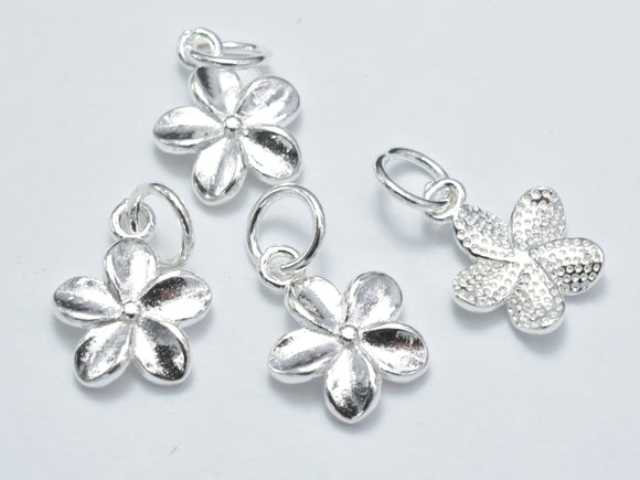 2pcs 925 Sterling Silver Charm, Flower Charm, 10mm-Metal Findings & Charms-BeadXpert