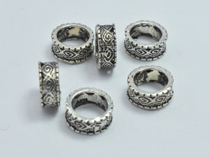 4pcs 925 Sterling Silver Beads-Antique Silver, 7x3mm, Tube Beads, Big Hole Beads-BeadXpert