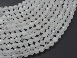 White Jade Beads, Round, 6mm (6.4mm), 15 Inch-BeadXpert