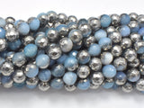 Mystic Coated Banded Agate - Blue & Silver, 8mm, Faceted-BeadXpert