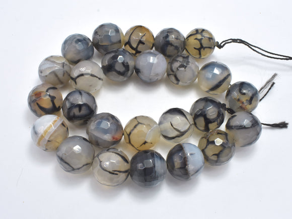 Dragon Vein Agate Beads, 16mm Faceted Round Beads-BeadXpert