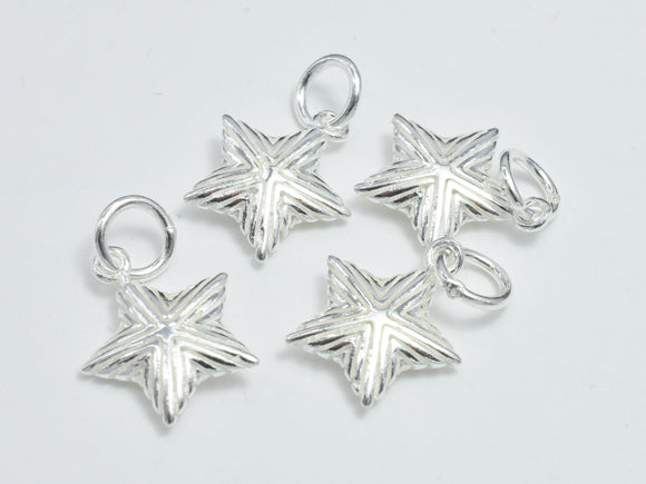 2pcs 925 Sterling Silver Charms, Star Charms, 12mm-BeadXpert