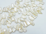 Fresh Water Pearl Beads, White with AB, Top drilled, Keshi, (5-8)x(8-12)mm-Pearls & Glass-BeadXpert