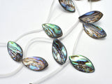 Abalone 13x25mm Curved Marquise Beads, Side Drilled, 14 Inch-BeadXpert