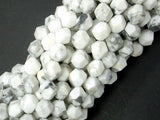 White Howlite Beads, 8mm Star Cut Faceted Round, 14.5 Inch-Gems: Round & Faceted-BeadXpert
