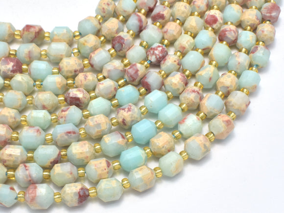 Impression Jasper, 8mm Faceted Prism Double Point Cut-Gems: Round & Faceted-BeadXpert