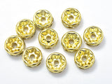 Rhinestone, 8mm, Finding Spacer Round,Clear, Gold plated Brass, 30 pieces-Metal Findings & Charms-BeadXpert