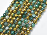 Mystic Coated Banded Agate-Green & Gold, 8mm, Faceted-BeadXpert