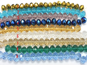 Crystal Glass Beads, 9x12mm Faceted Rondelle Beads, 6 Inch-Pearls & Glass-BeadXpert