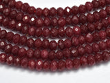 Jade -Ruby 3x4mm Faceted Rondelle, 14 Inch-BeadXpert