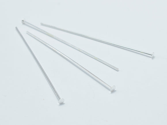 10pcs 925 Sterling Silver Head Pin, 40mm, 0.6mm(23gauge)-Metal Findings & Charms-BeadXpert