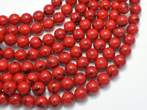 Shell Turquoise Howlite - Red, 6mm (6.5mm)-BeadXpert