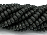 Black Lava Beads, 5x8mm Rondelle Beads-Gems:Assorted Shape-BeadXpert