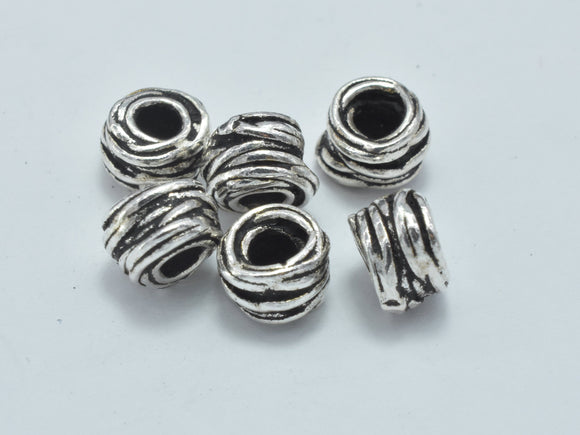 2pcs 925 Sterling Silver Beads-Antique Silver, 6x4mm Tube Beads-Metal Findings & Charms-BeadXpert