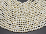 Fresh Water Pearl Beads-White, Potato, Approx. 4-5mm-Pearls & Glass-BeadXpert