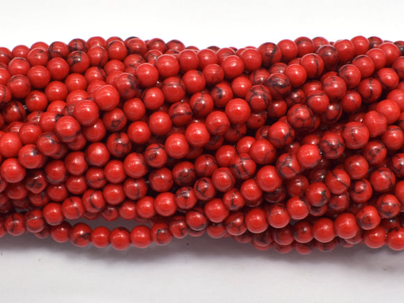 Red Howlite Beads, 4mm Round Beads-BeadXpert