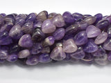 Amethyst 10mm Heart Beads, 15 Inch-BeadXpert