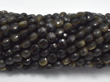 Golden Obsidian, 4mm (4.5mm) Faceted Coin-Gems:Oval,Rectangle,Coin-BeadXpert