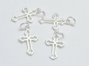 2pcs 925 Sterling Silver Charms, Cross Charms, 11x18mm-BeadXpert