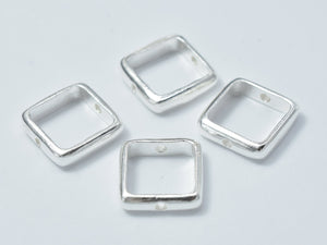 4pcs 925 Sterling Silver Square Bead Frames, 9.5mm-Metal Findings & Charms-BeadXpert