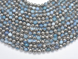 Mystic Coated Banded Agate - Blue & Silver, 8mm, Faceted-BeadXpert