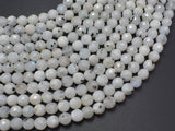 White Rainbow Moonstone, 6mm (6.5mm), Faceted Round-BeadXpert