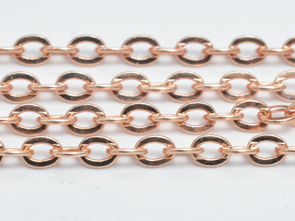 1foot Rose Gold Vermeil Oval Chain, 925 Sterling Silver Chain, Oval Chain, Jewelry Chain, 1.5x2mm-Metal Findings & Charms-BeadXpert