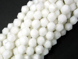 White Jade Beads, 8mm Star Cut Faceted Round-Gems: Round & Faceted-BeadXpert