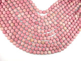 Matte Rhodonite Beads, Round, 8mm (8.7mm)-Gems: Round & Faceted-BeadXpert