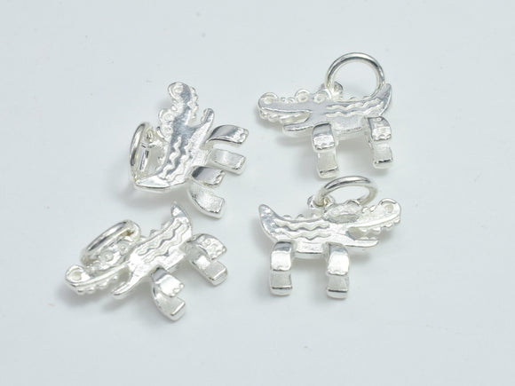 2pcs 925 Sterling Silver Charms, Crocodile Charms, Alligator Charms, 13x9mm-BeadXpert