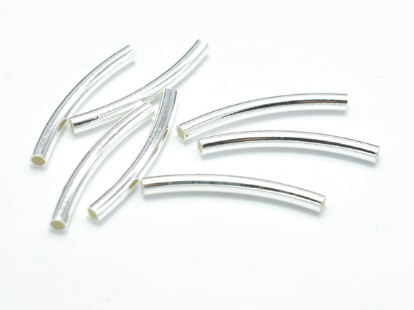 6pcs 925 Sterling Silver Tube, Curved Tube, 2x25mm, Hole 1.4mm-Metal Findings & Charms-BeadXpert
