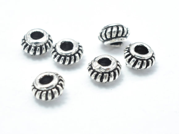 8pcs 925 Sterling Silver Beads-Antique Silver, 5mm Rondelle Beads, Spacer Beads, 5x3mm Hole 1.8mm-Metal Findings & Charms-BeadXpert
