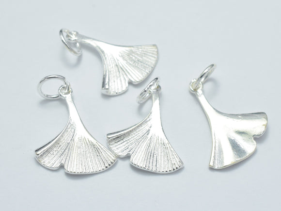 2pcs 925 Sterling Silver Charm, Ginkgo Leaf Charm, 14x17mm-Metal Findings & Charms-BeadXpert