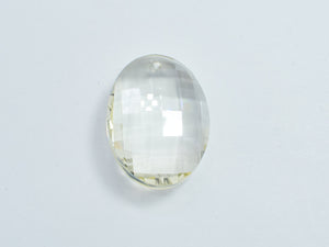 Crystal Glass 23x32mm Faceted Oval Pendant, Clear, 1piece-BeadXpert