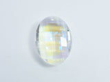 Crystal Glass 23x32mm Faceted Oval Pendant, Clear with AB, 1piece-BeadXpert
